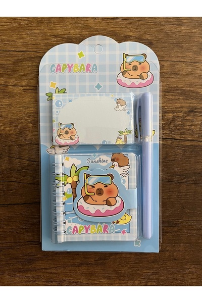 gülümse gel Kırtasiye Okul Seti Capybara Not Defteri ve Kalem Set Kapibara Ka...