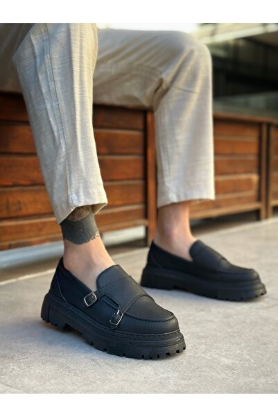 BOA BA0242 Pantofi clasici pentru bărbați cu talpă înaltă neagră cu cataramă