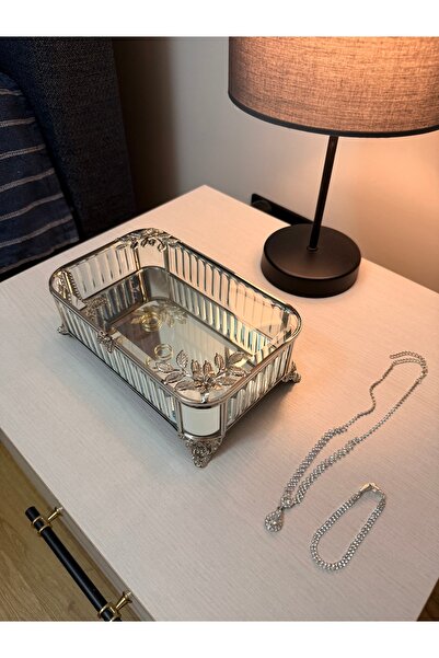 THE LİNSE Dekoratif Safir Cam Aynalı Söz Nişan Takı Çikolata Kutusu