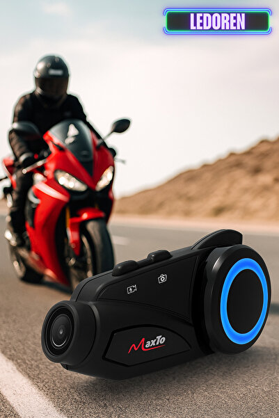 L'eDoren Yeni Sürüm Maxto M3 intercom 360 Derece Dönen Kask Klipsli Kameralı Motosiklet Kask İntercomu