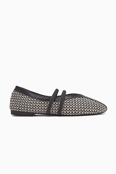 Limoya Gwen Black Rubber Detailed Women's Ballerinas