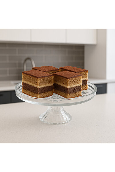 package home Clear Glass Cake Stand - Elegantly Designed Dessert and Cake Serving Base