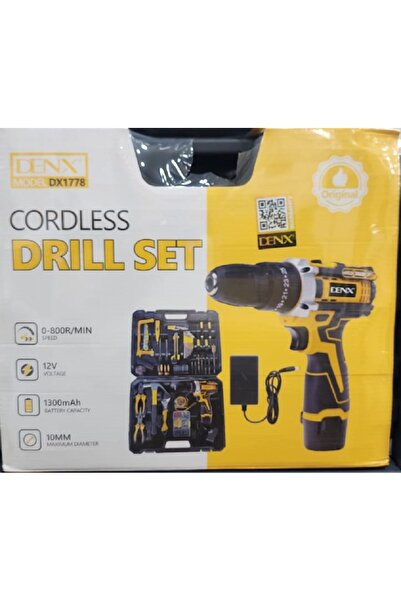 Denx طقم شنيور دريل اللاسلكي DX1778 | 12V مع بطارية 1300mAh ومجموعة أدوات كاملة