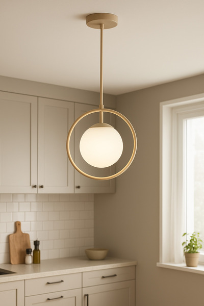 Vinner Halo Onze –Krem Metal Tekli Cam Sarkıt Avize