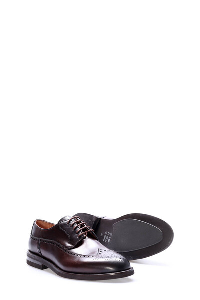 TUGERDİ Brown Genuine Leather Lace-Up Eva Sole Classic Men's Shoes Tg0977813191098