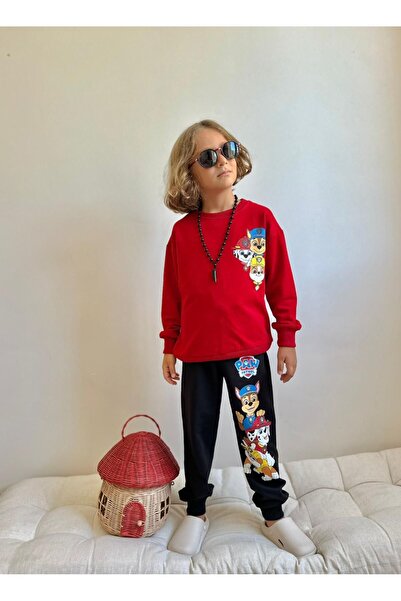 Kids Red Top Syah Bottom Suit