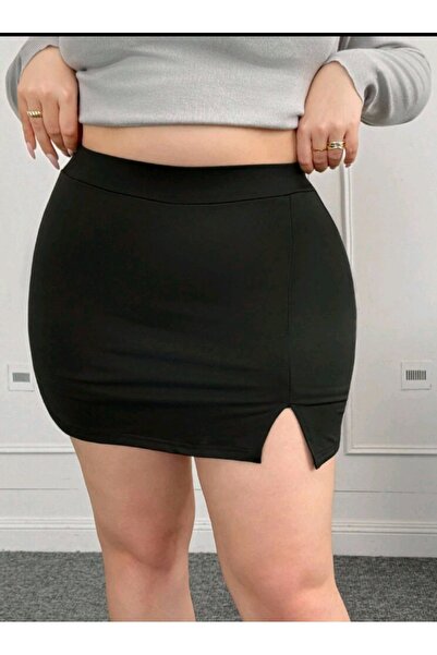 CARABO MODA Mini Skirt with One Slit