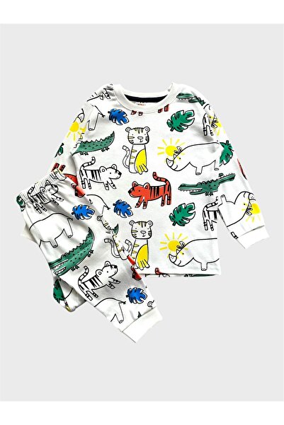 ALİŞ KİDS Σετ πιτζάμες με μακρυμάνικο μοτίβο σαφάρι από 100% βαμβάκι για αγόρια