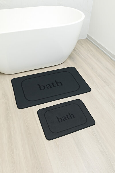 colezahome Non-Slip Base Washable 2-Piece Bath Mat - Ecru Bath Patterned 60*100 cm - 40*60 cm