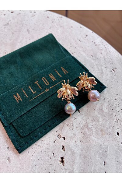 Miltonia أقراط يدوية من لؤلؤ النحل