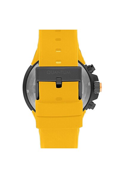 Quantum Pwg1004.654 Men's Wristwatch |   Yellow Silicone Band, Dual Time Zone, Sapphire Glass