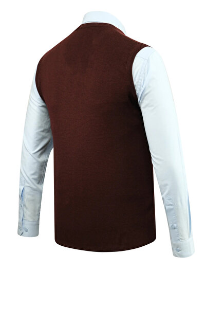 Çizgi Triko Men's V-Neck Sweater Knitwear Solid Color Steel Knit Classic Fit - 5200H