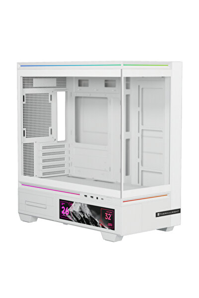 ThermalRight هيكل كمبيوتر TL-M10 Vision M-ATX بشاشة LCD مقاس 6.9 بوصة بدون مراوح باللون الأبيض