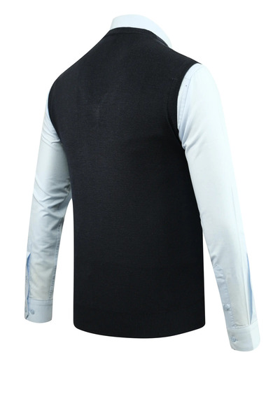 Çizgi Triko Men's V-Neck Sweater Knitwear Solid Color Steel Knit Classic Fit - 5200H