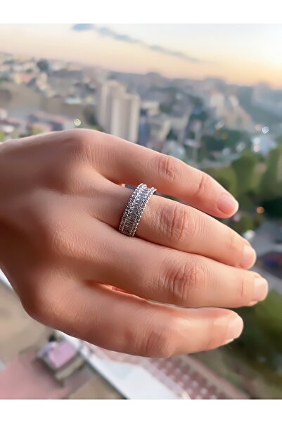 VEGALUXE Steel Baguette Ring Is Adjustable to Fit the Finger. Does Not Tarnish.