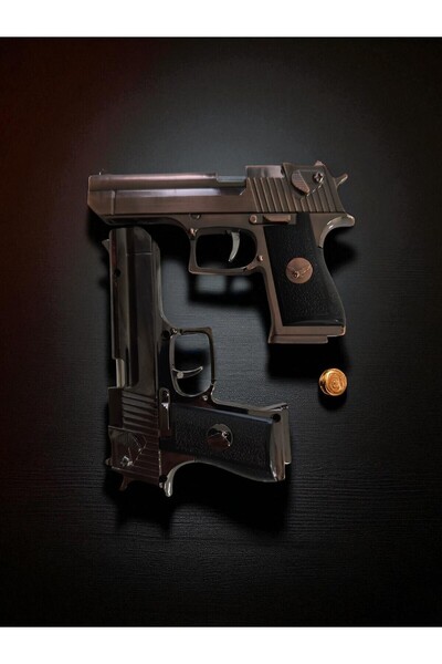 Genel Markalar Deagle Tabanca Tasarımlı Kırmızı Alevli Doldurulabilir Gazlı Mini Tabanca Görünümlü İlginç Çakmak