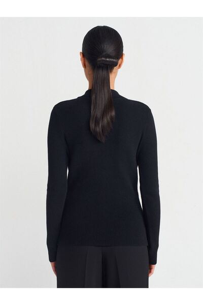 Dilvin Stand Collar Snap Knitwear Sweater