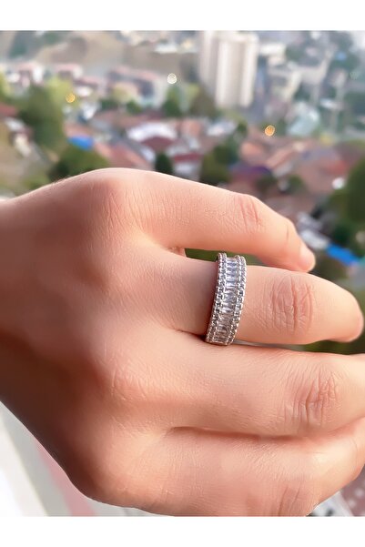 VEGALUXE Steel Baguette Ring Is Adjustable to Fit the Finger. Does Not Tarnish.