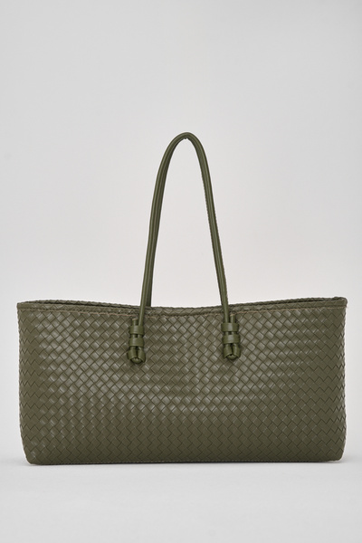 Çantacımstore Women's Long Tote Large Bag Khaki Braided