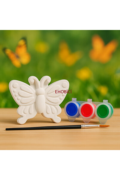 ehobici Taş Boyama Seti Kelebek 3 Renk Akrilik Boya 5ml + Fırça