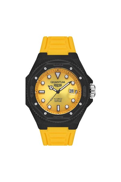 Quantum Bar1091.614 Men's Wristwatch |   47mm Automatic, 20 Atm, Yellow Silic...