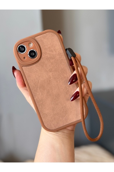 MİRAZ TASARIM iPhone 13 Rope Leather Textured Brown Case