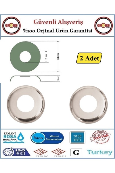 GrossAVM Musluk Rozeti - Musluk Aynası 1/2'' -2 Adet