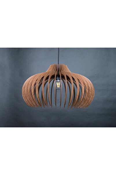 Luminars 55 Cm Rustik Retro Sarkıt Ahşap Büyük Vintage Salon Mutfak Avizesi