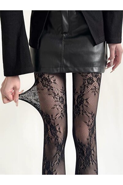 Zess store MAXERA чорапогащи с флорални мотиви Y2K