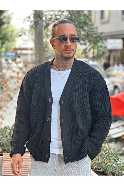 manch collection Oversize Örme Basic Hırka Siyah