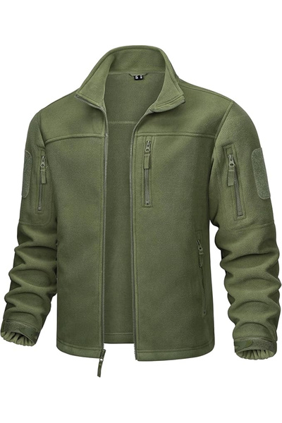 OEM Thick fleece jacket with zipper and pockets, army green XL