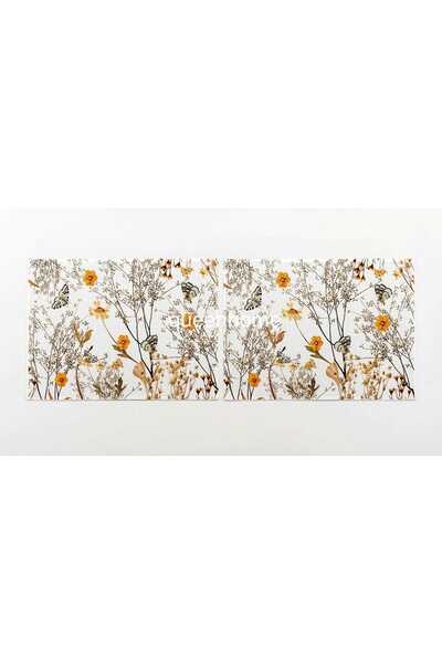 QueenHome Natural Floral and Butterfly Patterned American Service Rustic Tableware Decor – Set of 2 Tablecloths