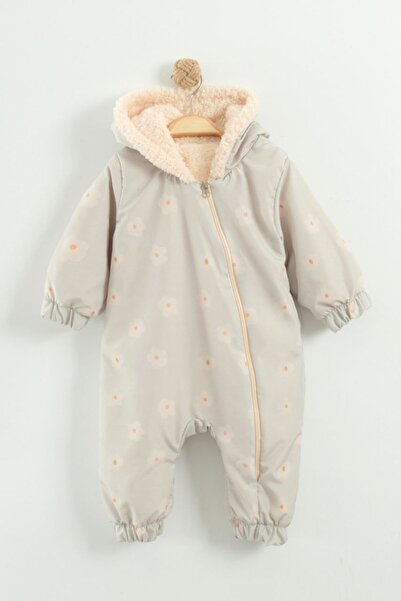 sarena Somon Kız Bebek Papatya Baskılı İçi Komple Peluş Soğuk Geçirmez Kışlık...