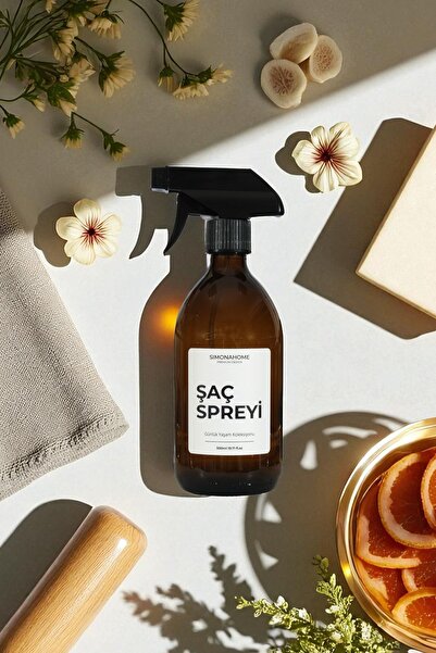 Simona Home Amber Cam Şişe 500ml Sprey Başlıklı Beyaz Etiketli Günlük Yaşam K...