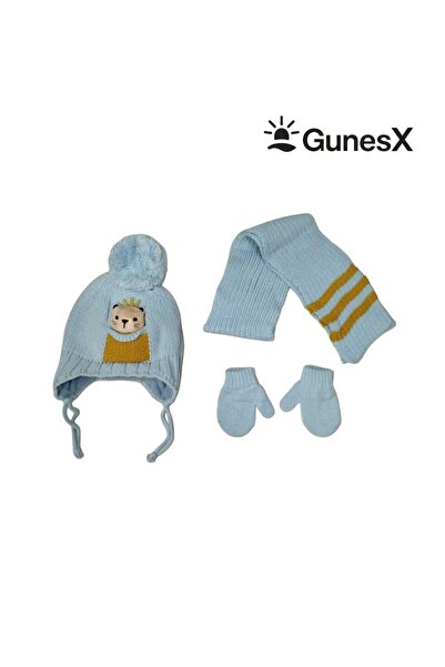 Güneş X 3’lü Kış Seti | Atkı + Bere + Eldiven | 3-10 Yaş