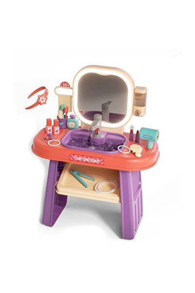 Rovo Masuta de Machiaj jucarie 959, Oglinda cu Lumini LED si Muzica, Robinet cu senzor, 23 piese