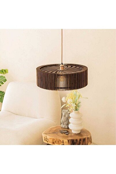 Ferisa Home 40 CM AHŞAP Modern Bolivia Tekli Rustik Bohem Salon Mutfak Hol Avize