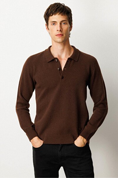 Desen Triko Мъжки пуловер с поло яка от вълна M.Brown