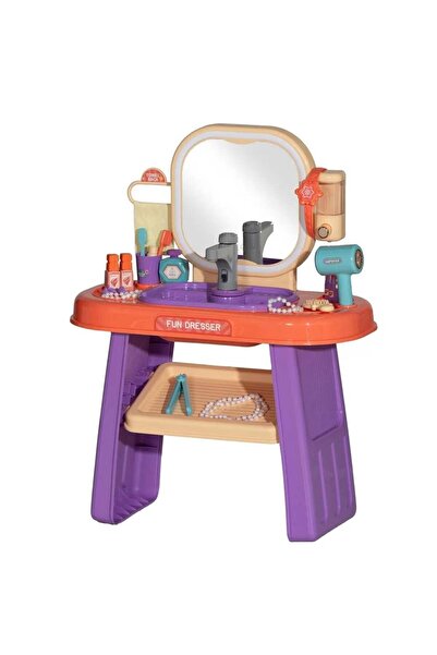 Rovo Masuta de Machiaj jucarie 959, Oglinda cu Lumini LED si Muzica, Robinet cu senzor, 23 piese