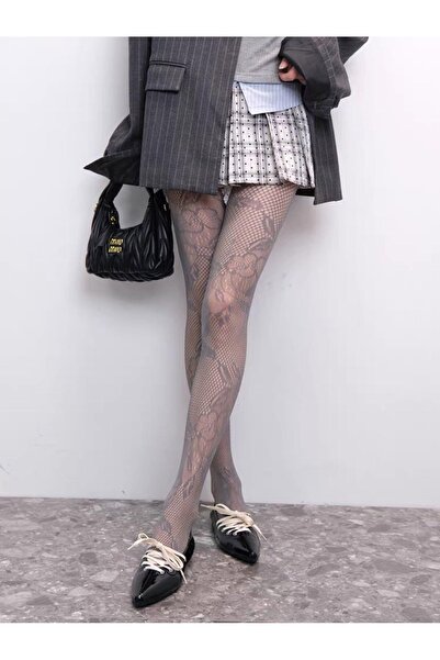 Zess store Zess Floral Fishnet Patterned Pantyhose