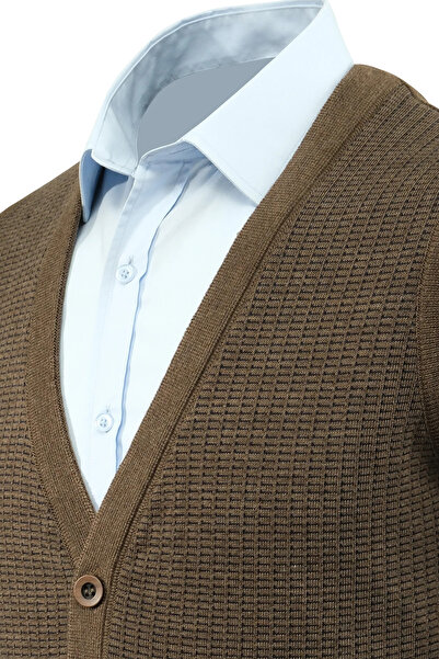 Çizgi Triko Men's Buttoned Vest with Pockets Patterned Steel Knit Classic Fit - 5205L