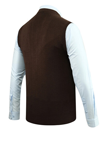 Çizgi Triko Ανδρικό πλεκτό γιλέκο με κουμπιά με τσέπες από ατσάλινο πλέγμα Classic Fit - 5200L