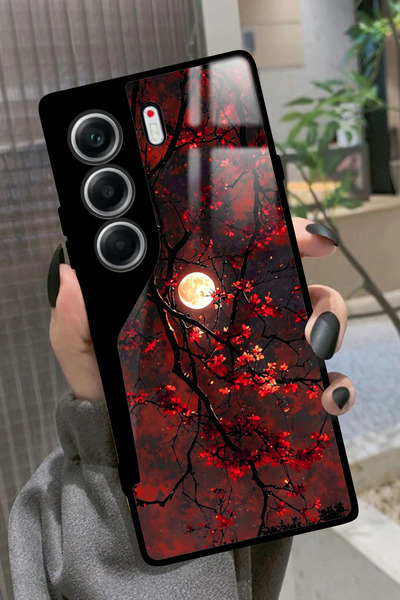 TECNO Camon 40 Uyumlu Kırmızı Manzara Tasarımlı Glossy Premium Kılıf