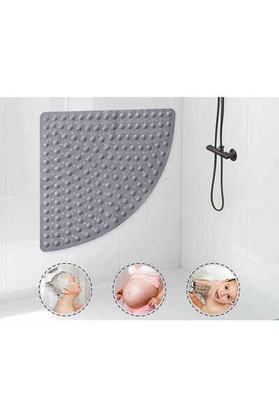 MAİN SHOP 2 Pieces Corner Bathroom Shower Mat Bathtub and Shower Cabin Mats with Drainage Holes 54X54 cm M-163