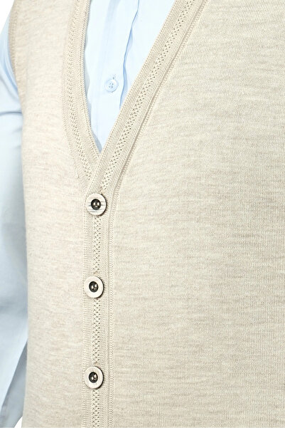 Çizgi Triko Ανδρικό πλεκτό γιλέκο με κουμπιά με τσέπες από ατσάλινο πλέγμα Classic Fit - 5200L