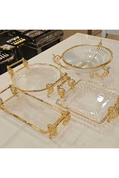 MaviDamla Cast Metal Frame Glass Presentation Set 6 Pieces Gold
