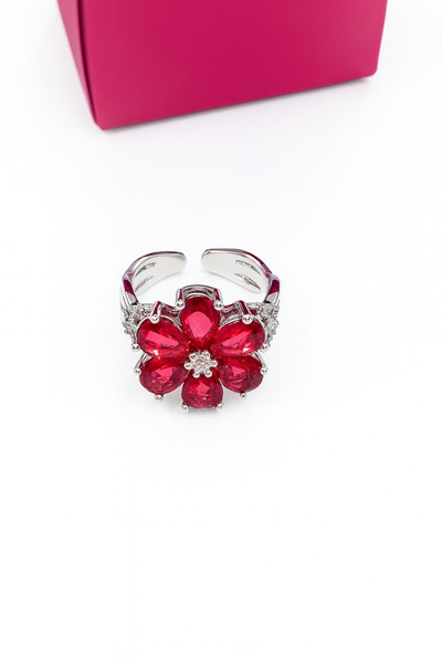 Bittox Adjustable Romantic Flower Design Zircon Stone Steel Stainless Silver Color Ring-New Season