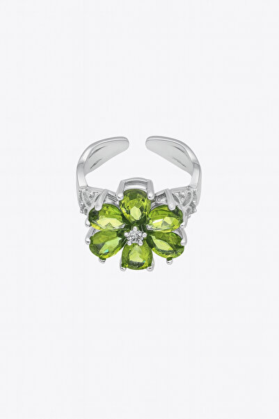 Bittox Adjustable Romantic Flower Design Zircon Stone Steel Stainless Silver Color Ring-New Season