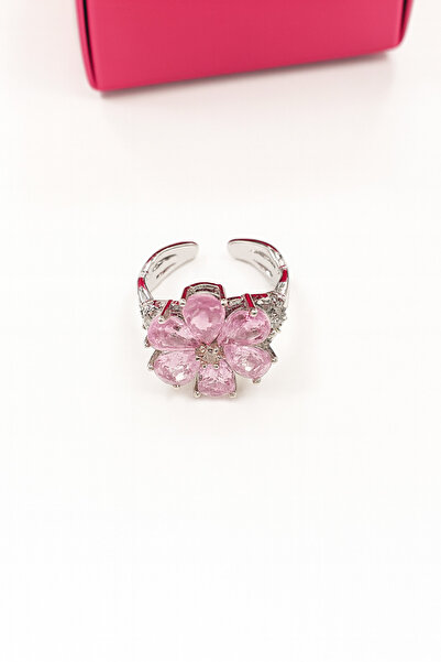 Bittox Adjustable Romantic Flower Design Zircon Stone Steel Stainless Silver Color Ring-New Season