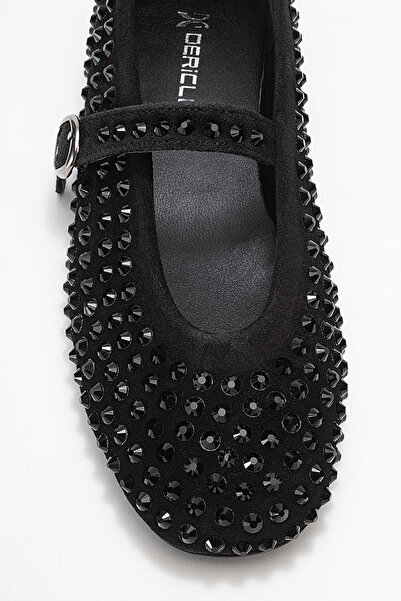 Dericlub Women's Single Strap Stone Babet Real Leather Rg 8032 Black